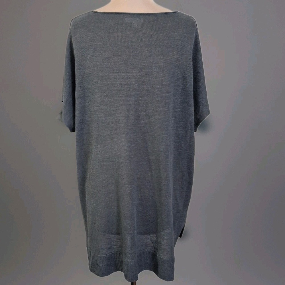 Eileen Fisher Sm Gray Short Sleeve Linen Tunic Sweater Quiet Luxury Old Money - Picture 3 of 9